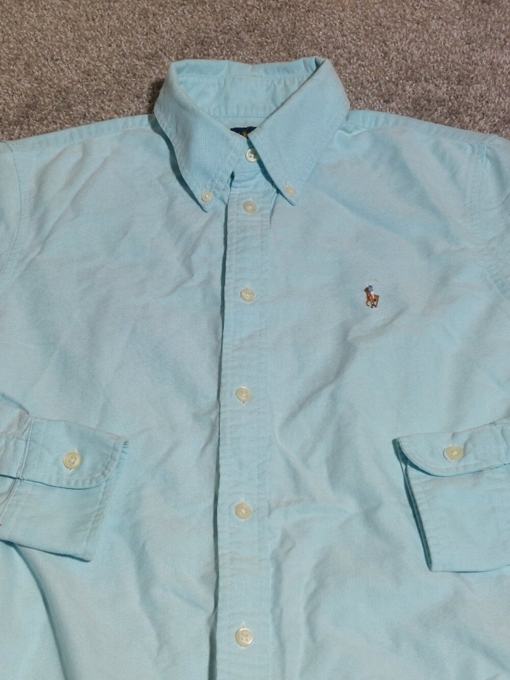 Ralph Lauren Men's Custom Fit Long Sleeve Button Down Shirt Sky blue Size M